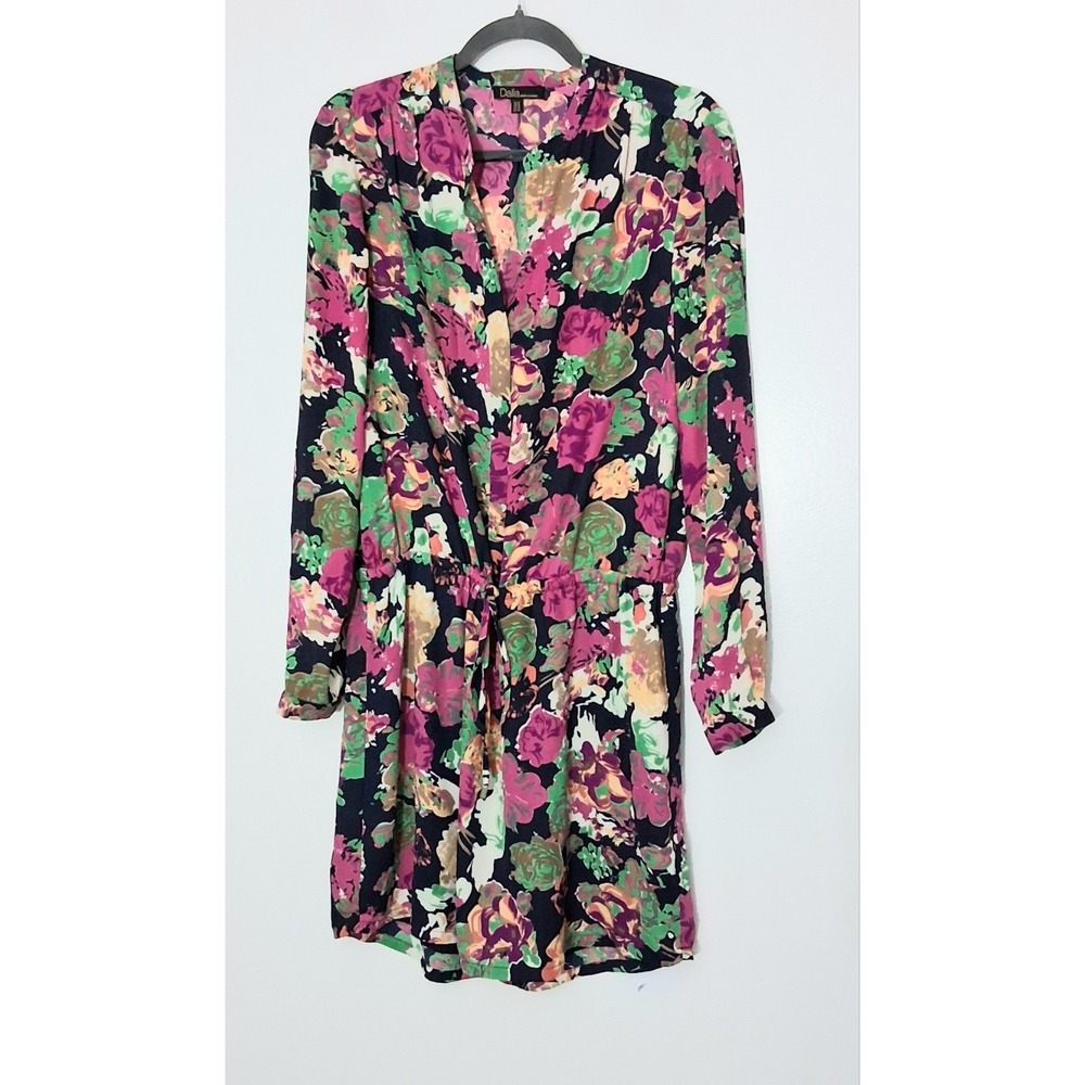 Dalia Dress Women's Size 10 Floral Long Sleeve Tie Front Lined V-Neck Pre-owned